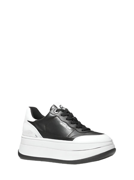Michael Kors Hayes Lace Up  Leather Trainer: Blk/wht