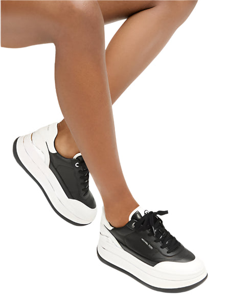 Michael Kors Hayes Lace Up  Leather Trainer: Blk/wht
