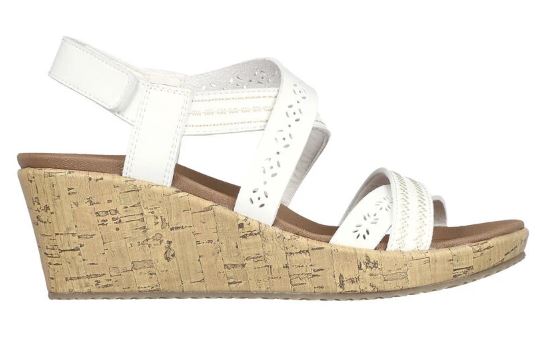Skechers women's Beverlee Wedge Strappy Sandal - Delicate Glow: WHT