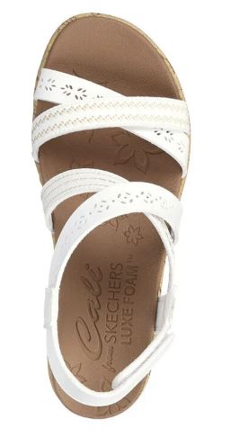 Skechers women's Beverlee Wedge Strappy Sandal - Delicate Glow: WHT