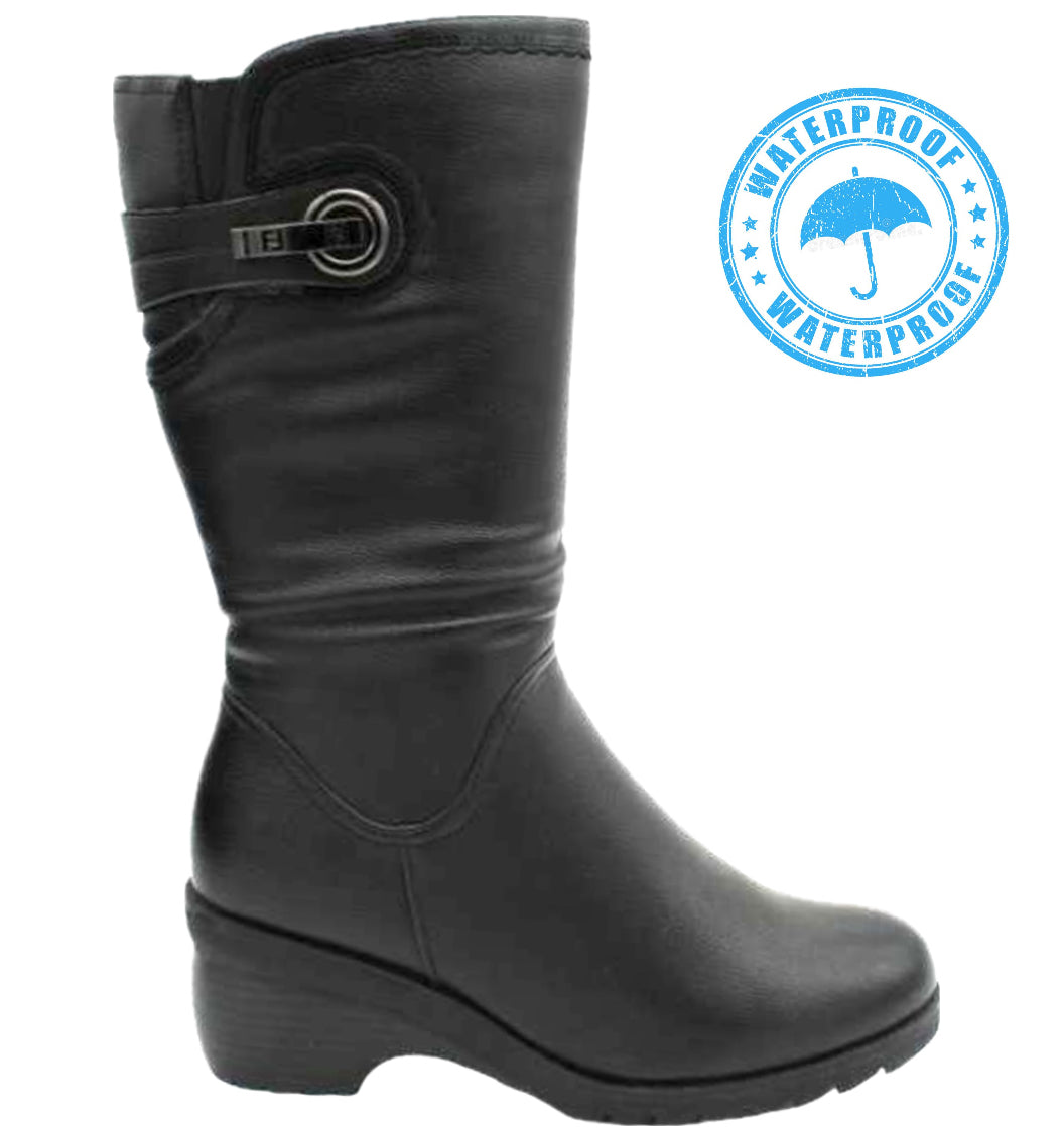 Best black wedge boots wide calf Discount