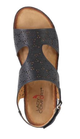 Lady Comfort Women's Wedge perforated sandals : blk