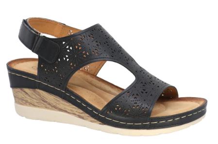Lady Comfort Women's Wedge perforated sandals : blk