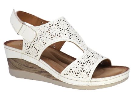 Lady Comfort Women's Wedge perforated sandals : wht