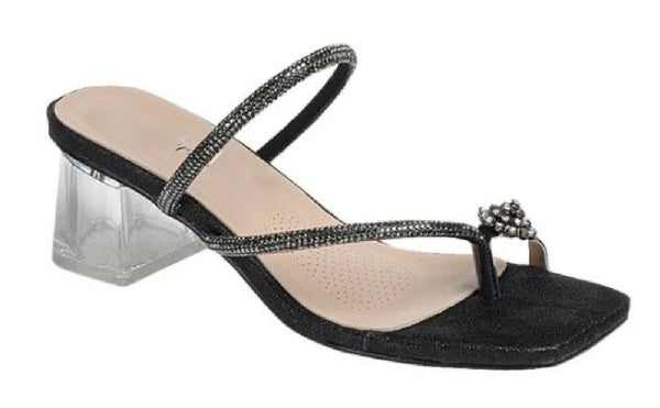 Women's Lucite Toe Ring Slip On Sandals : blk