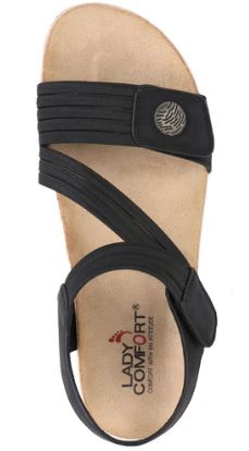 Lady Comfort Women's Brianna flat sandal: Blk