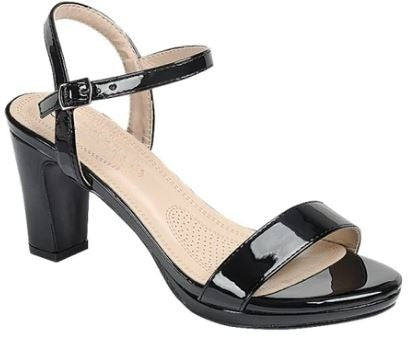 Women's Dream Mid Heel Dress Sandals: Blk Pat