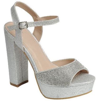 Platform block heels on sale silver