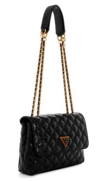 Guess GIULLY 2 COMP CONVERTIBLE FLAP Handbag: BLK