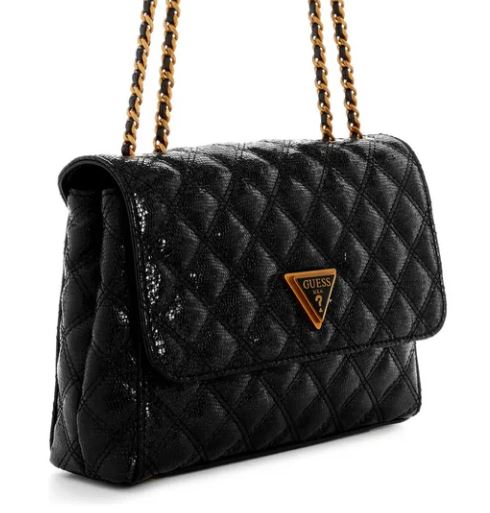 Guess GIULLY 2 COMP CONVERTIBLE FLAP Handbag: BLK