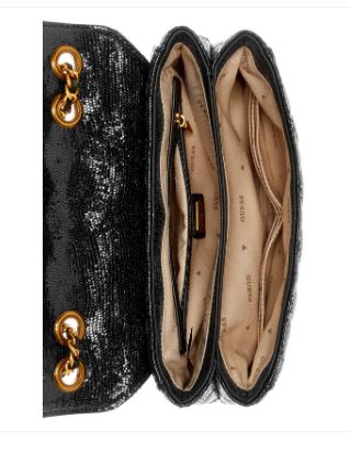 Guess GIULLY 2 COMP CONVERTIBLE FLAP Handbag: BLK