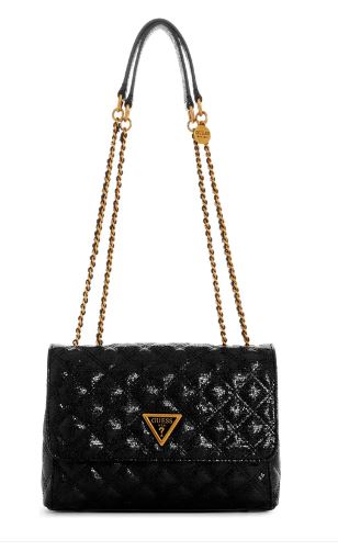 Guess GIULLY 2 COMP CONVERTIBLE FLAP Handbag: BLK