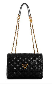 Guess GIULLY 2 COMP CONVERTIBLE FLAP Handbag: BLK