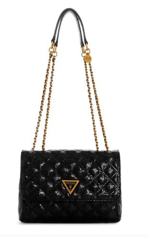 Guess GIULLY 2 COMP CONVERTIBLE FLAP Handbag: BLK