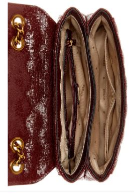 Guess GIULLY 2 COMP CONVERTIBLE FLAP Handbag: BURG