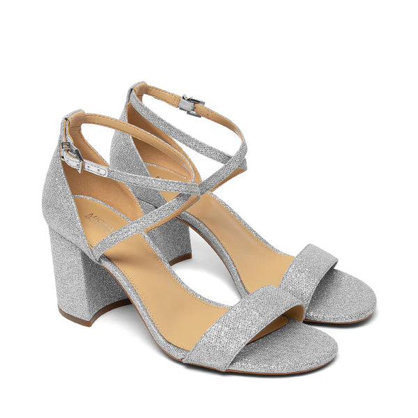 Michael Kors Women Sophie  Block Heel Strappy Dress Sandal: lt.Silver