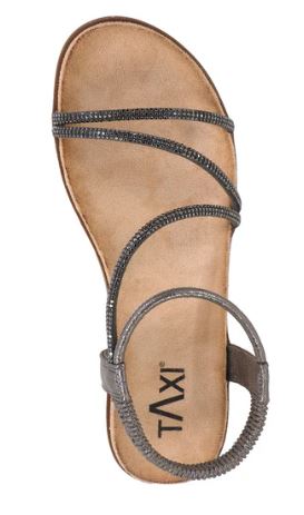 Taxi Paige Rhinestone Flat Sandal : pew