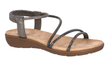 Taxi Paige Rhinestone Flat Sandal : pew