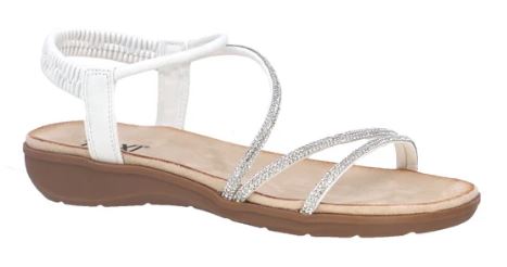 Taxi Paige Rhinestone Flat Sandal : wht