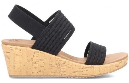 Skechers Women's Beverlee Sheer Luck Wedge Sandals: BLK