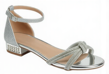 Women's Low Heel Dress-28 Sandals :SILV
