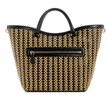 Guess Atalia Raffia Tote : Blk/tan