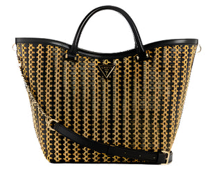Guess Atalia Raffia Tote : Blk/tan