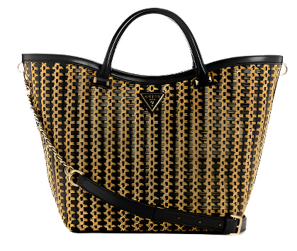 Guess Atalia Raffia Tote : Blk/tan