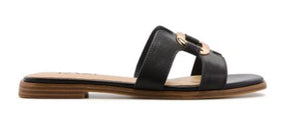 Taxi Flat leather Slip on slide: blk
