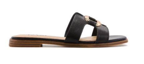 Taxi Flat leather Slip on slide: blk