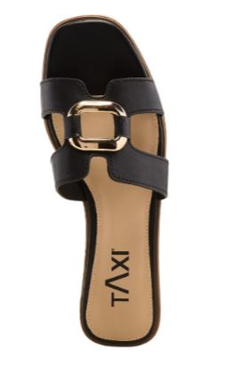 Taxi Flat leather Slip on slide: blk