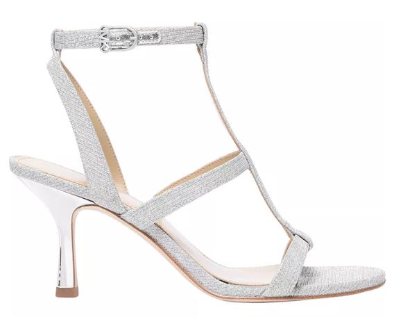 Michael Kors Nara T strap Mid  Sandal : silver