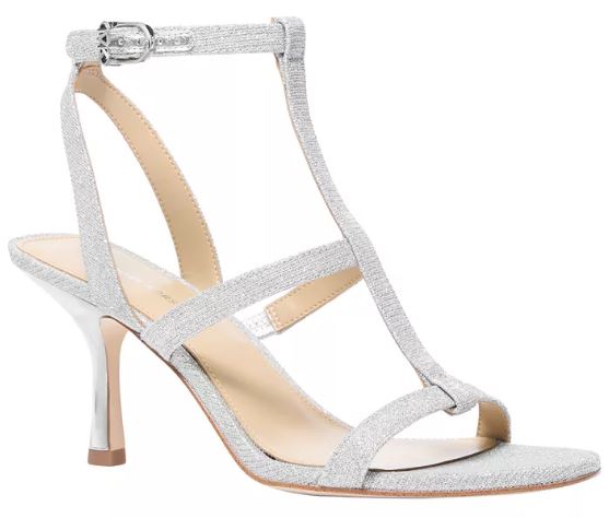 Michael Kors Nara T strap Mid  Sandal : silver