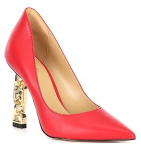Michael Kors Tenley Empire Logo Embellished Leather Pump:RED