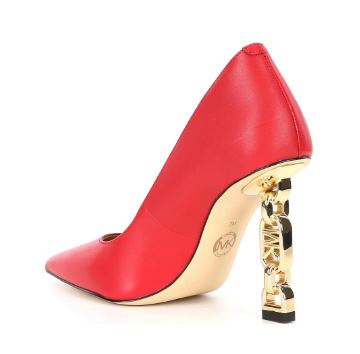 Michael Kors Tenley Empire Logo Embellished Leather Pump:RED