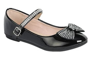 Girls Gloria Bow Party Shoes: Blk