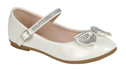 Girls Gloria Bow Party Shoes: WHT