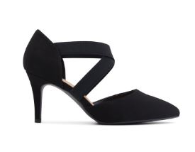 Women's Strappy Mid Heel Dress Shoes : BLK