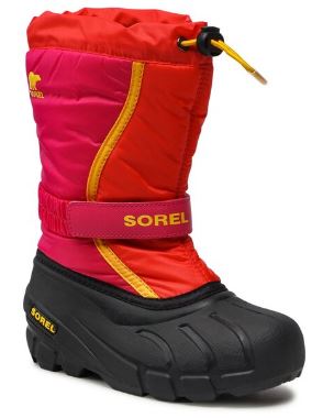 Sorel Youth Flurry Winter Boots: Poppy red/Pink