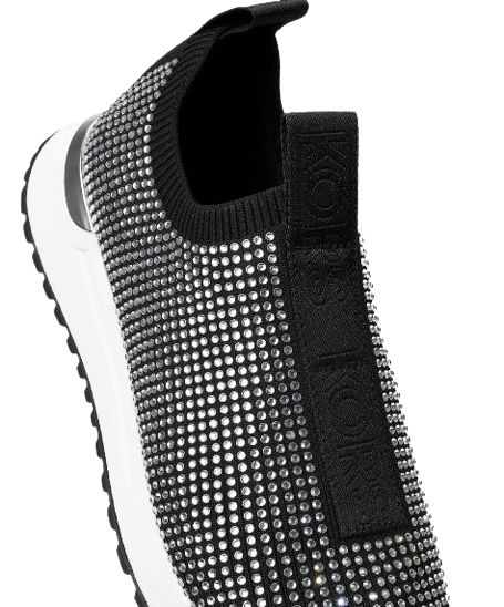 Black rhinestone slip on sneakers sales
