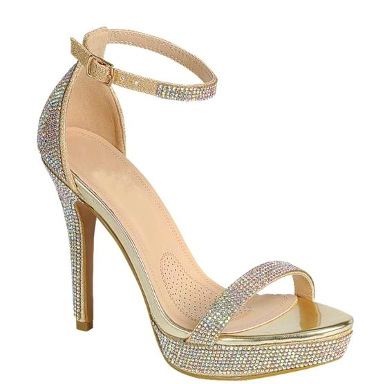 Womens Highlight-8  Rhinestone Sandals GOLD