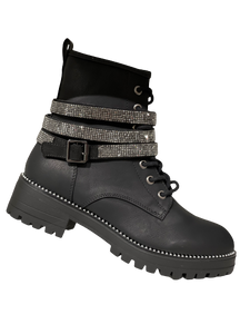Steve Madden Combat Rhinestone Chained Ankle Boot